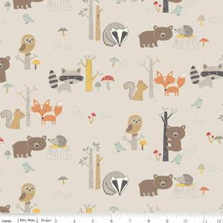 45" Woodland Flannel Cotton Pirate Animals Sewing & Craft Fabric By The Yard, Gray Beige