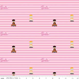 Barbie™ World Barbie Stripe Pink Cotton Fabric