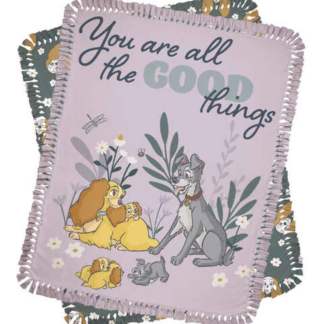 48" Wide Disney Lady & the Tramp Good Things No Sew Fleece Blanket