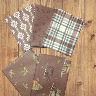 5 Fat Quarters - Assorted Let's Get Lost In The Woods Brown Fat Quarter Bundle