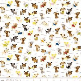 Cooper the Puppy 43/44"W White Cotton Fabric