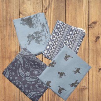 4 Fat Quarters - Assorted Back of the Chutes Western Blue Fat Quarter Bundle