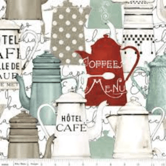 Coffee Chalk 43"/44"W White Cotton Fabric