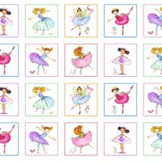 Little Ballerinas White Cotton Fabric