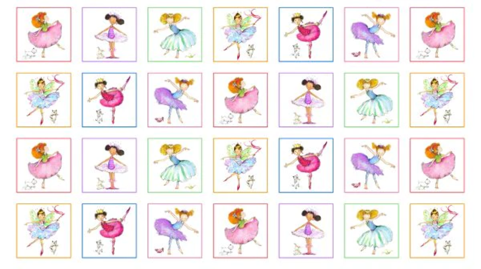 Little Ballerinas White Cotton Fabric