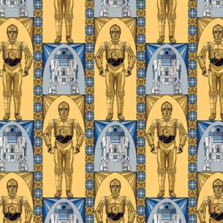 Star Wars Stained Glass Driods Multi Cotton Fabric 2 Yard Pre-Cut