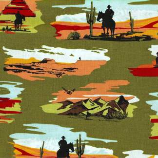 Go West with John Wayne Main Moss Cotton Fabric
