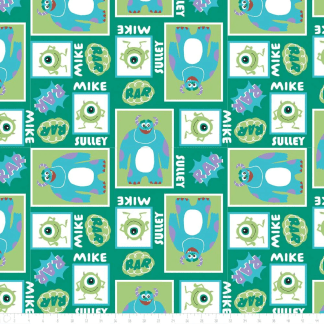 Monsters Inc. Mike and Sully Block Fleece Fabric