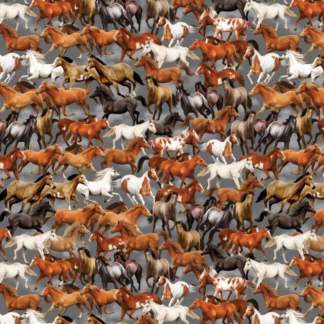 Yellowstone Running Horses Cotton Fabric