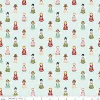 Christmas Village Angels Mint Cotton Fabric