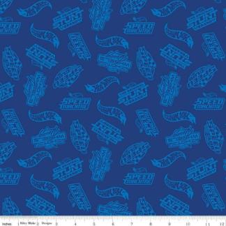 Hot Wheels Made to Race Tone-on-Tone Navy Cotton Fabric