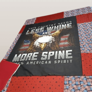 Handmade Patriotic Less Whine more Spine Quilt 56"x 60"