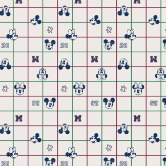 Disney Mickey and Minnie Mouse Vintage Grid Cotton Fabric