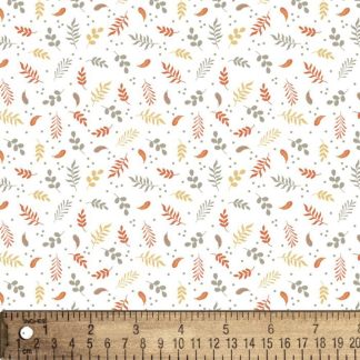 Nature Leaves Dots Flannel Fabric