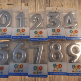 Assorted 321 Numbered Birthday Candles Silver - Bundle of 91