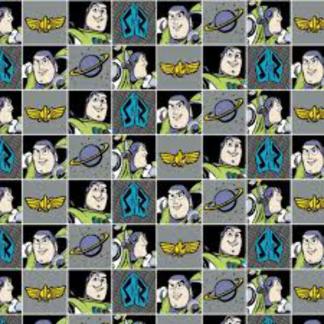Toy Story Collection III Buzz Spot Light Buzz Block Grey Cotton Fabric - 1 Yard