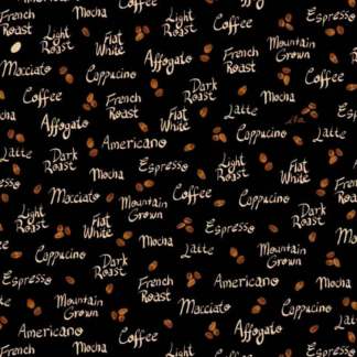 Perfect Blend Coffee Words Toss Cotton Fabric