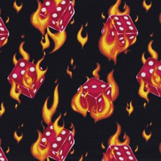 Flaming Dice Cotton Fabric