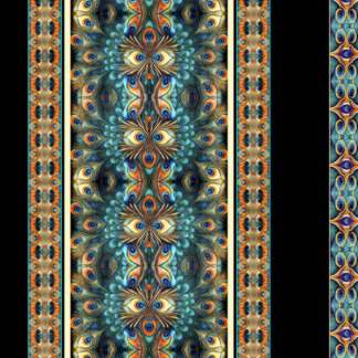 Resplendent Peacock Medallion Stripe Cotton Fabric