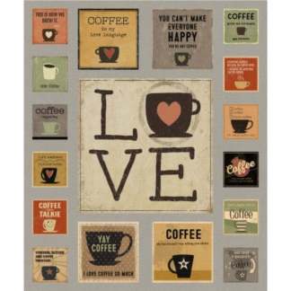Yay! Coffee! Cotton Panel Fabric