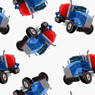 Construction Zone Concrete Mixer Cotton Fabric