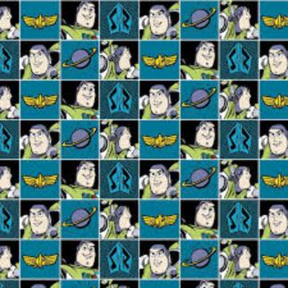 Toy Story Collection III Buzz Spot Light Buzz Block Teal Cotton Fabric - 1 Yard