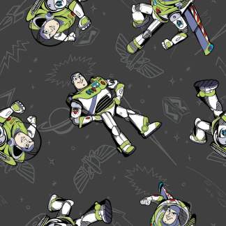 Toy Story Collection III Buzz Spot Light Buzz Pose Charcoal Cotton Fabric - 1 Ya