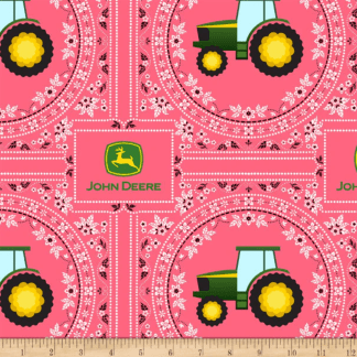 John Deere Bandana Pink Cotton Fabric