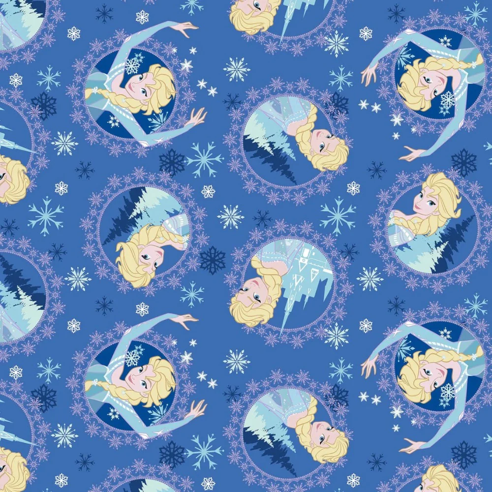 Frozen Elsa Frames Blue Fleece Fabric