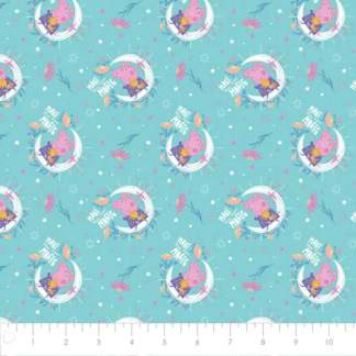 Peppa Pig Moon Magic Light Teal Cotton Fabric