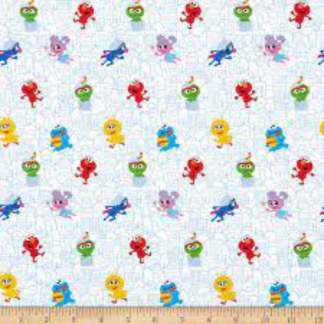 Sesame Street Outline Characters Cotton Fabric by the Yard