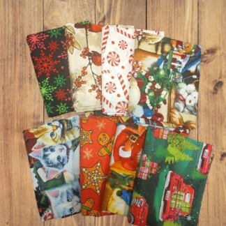 8 Fat Quarters - Assorted David Textiles Christmas Themed Prints Fat Quarter Bun