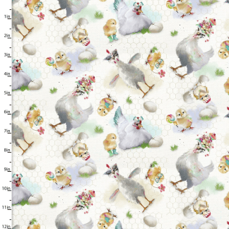 Welcome to the Funny Farm Hens Cotton Fabric
