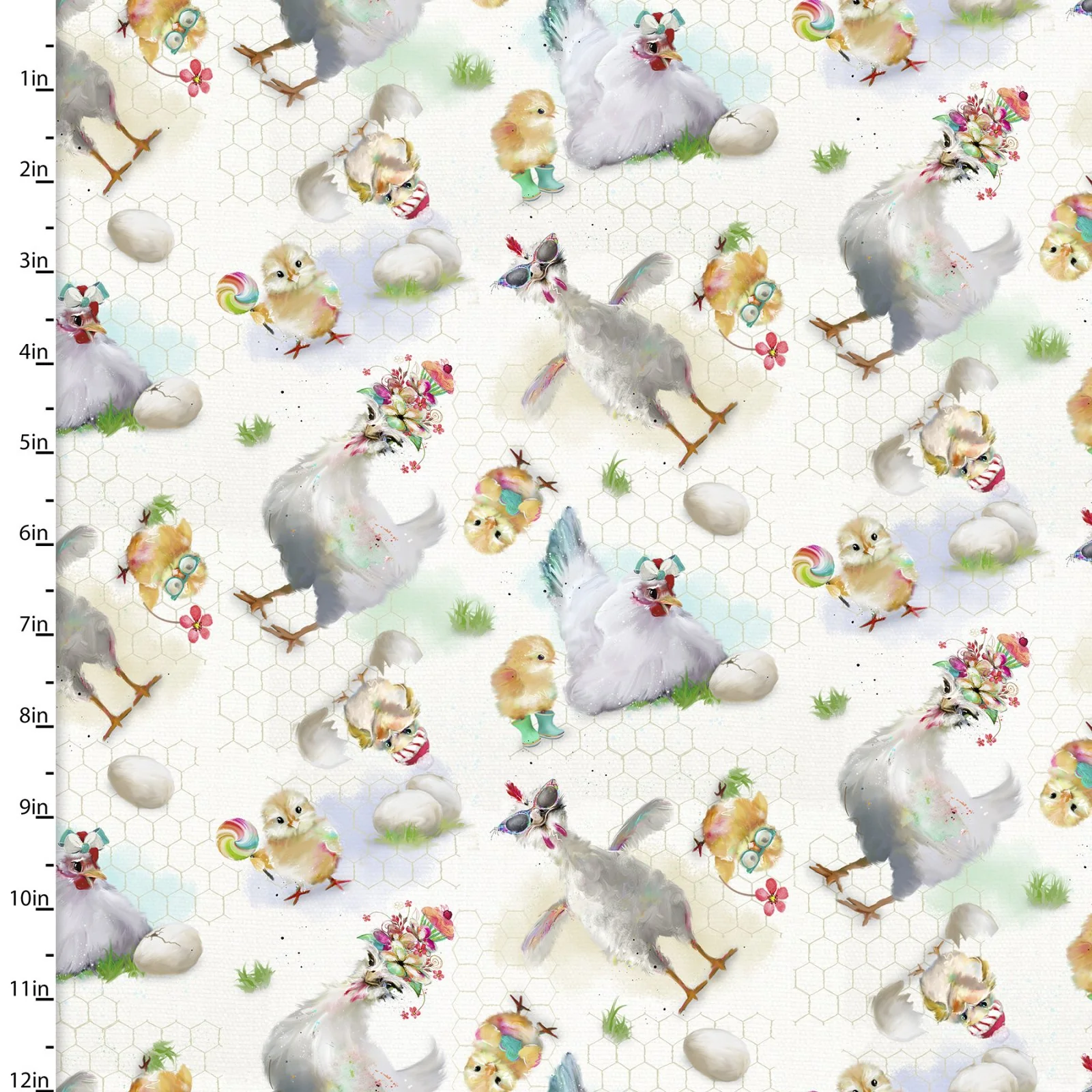 Welcome to the Funny Farm Hens Cotton Fabric