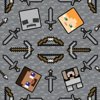 Mojang Minecraft Pixel Toile Cotton Fabric