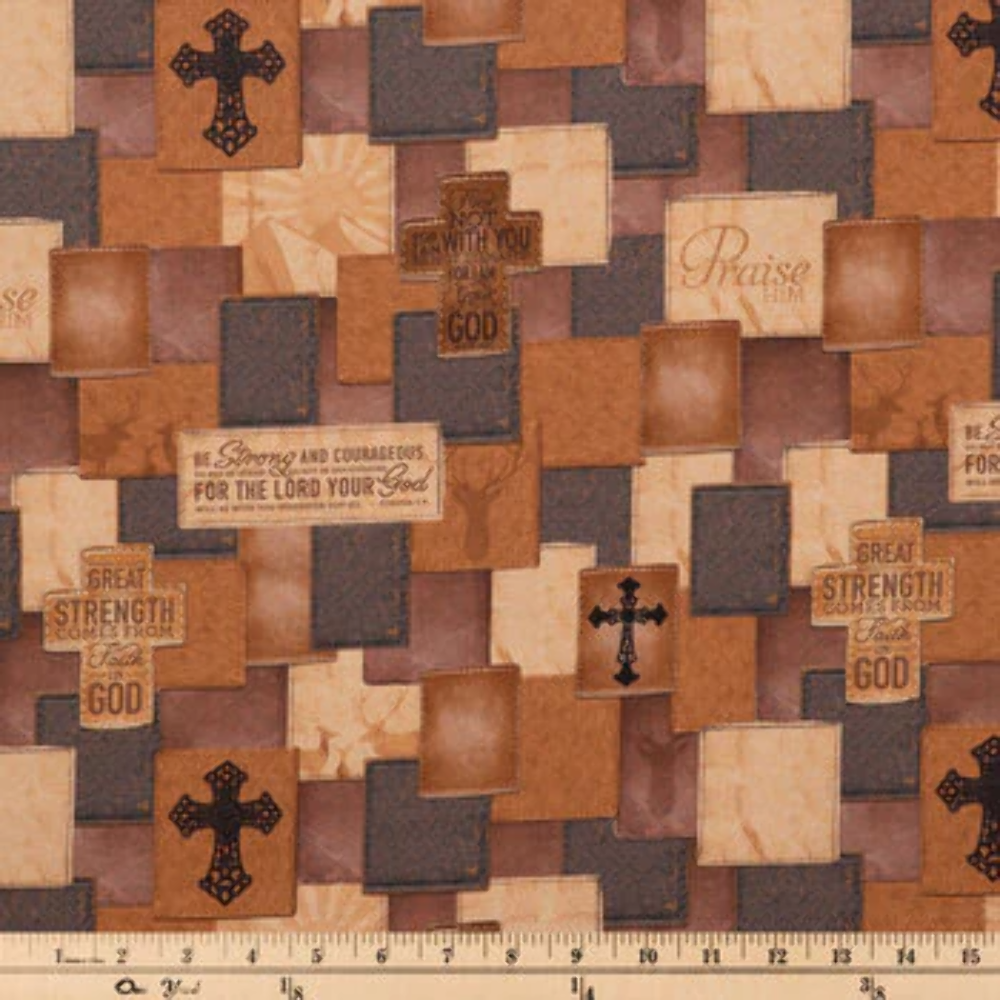 Scripture Patches & Crosses Cotton Fabric - Image 2