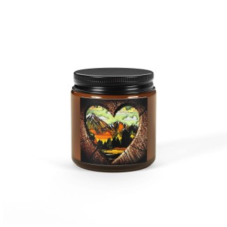 Heartfelt Sunset Scented Soy Candle - Eco-Friendly Amber Jar