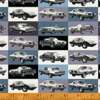 American Muscle Blue Blocked Cotton Fabric