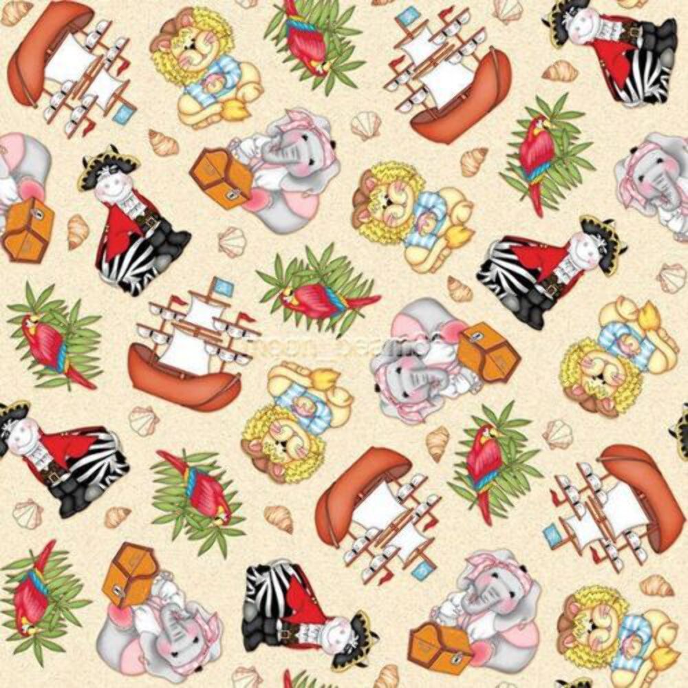 Baby Animals Pirates Bazooples Cotton Fabric