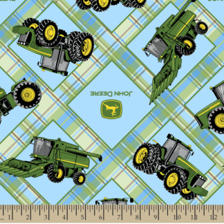 John Deere Plaid on Plaid Light Blue Cotton Fabric