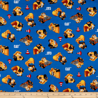 Building Crew Wigglers Equipment Blue Cotton Fabric