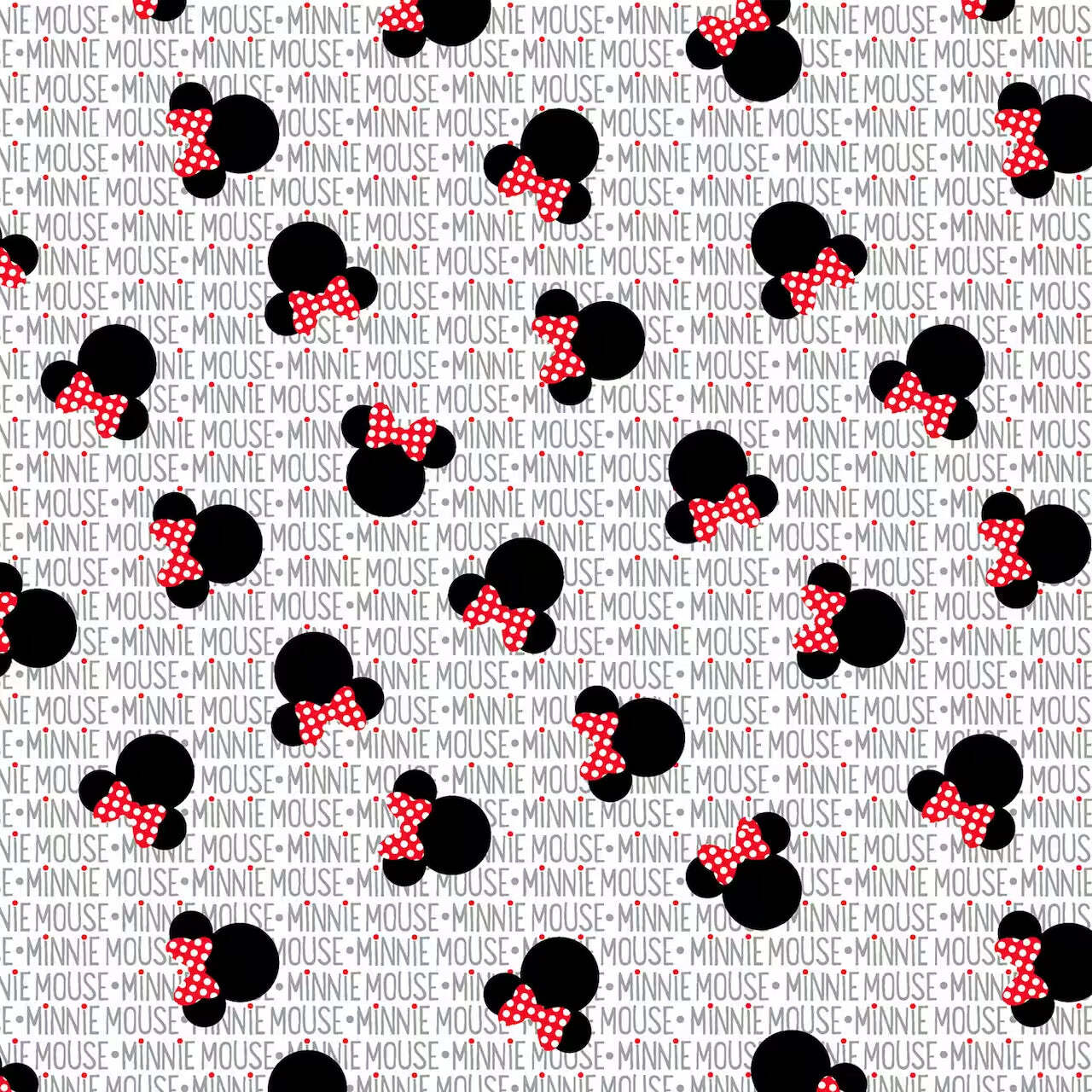 Allover Minnie Mouse White Cotton Fabric