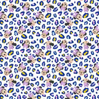 Minnie Mouse Multicolor Leopard Print Cotton Fabric