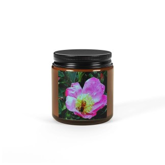 Bee Scented Soy Candle - Amber Jar, Floral Aroma for Relaxation