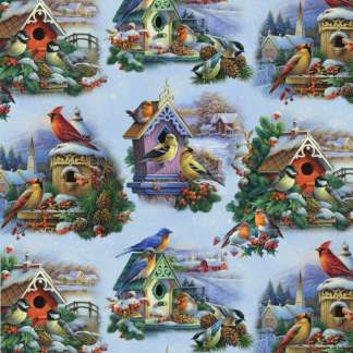 Winter Song Snow Birds Cotton Fabric