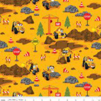 CAT Buildin Crew Yellow Flannel Fabric