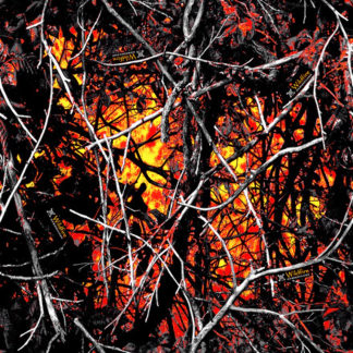 Muddy Girl Camo "Sirphis Wildfire" Poly Satin 58" Wide Fabric