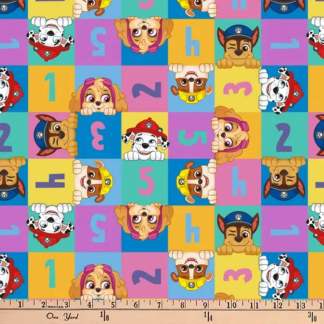 Paw Patrol Numbers Digital Cotton Print Fabric