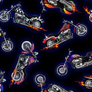 In Motion Motorcycle Black Cotton Fabric