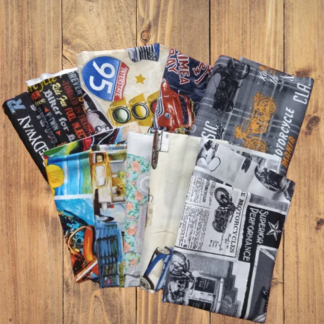 10 Fat Quarters - Assorted Classic Cars, Trucks, Motorcycle Fat Quarter Bundle
